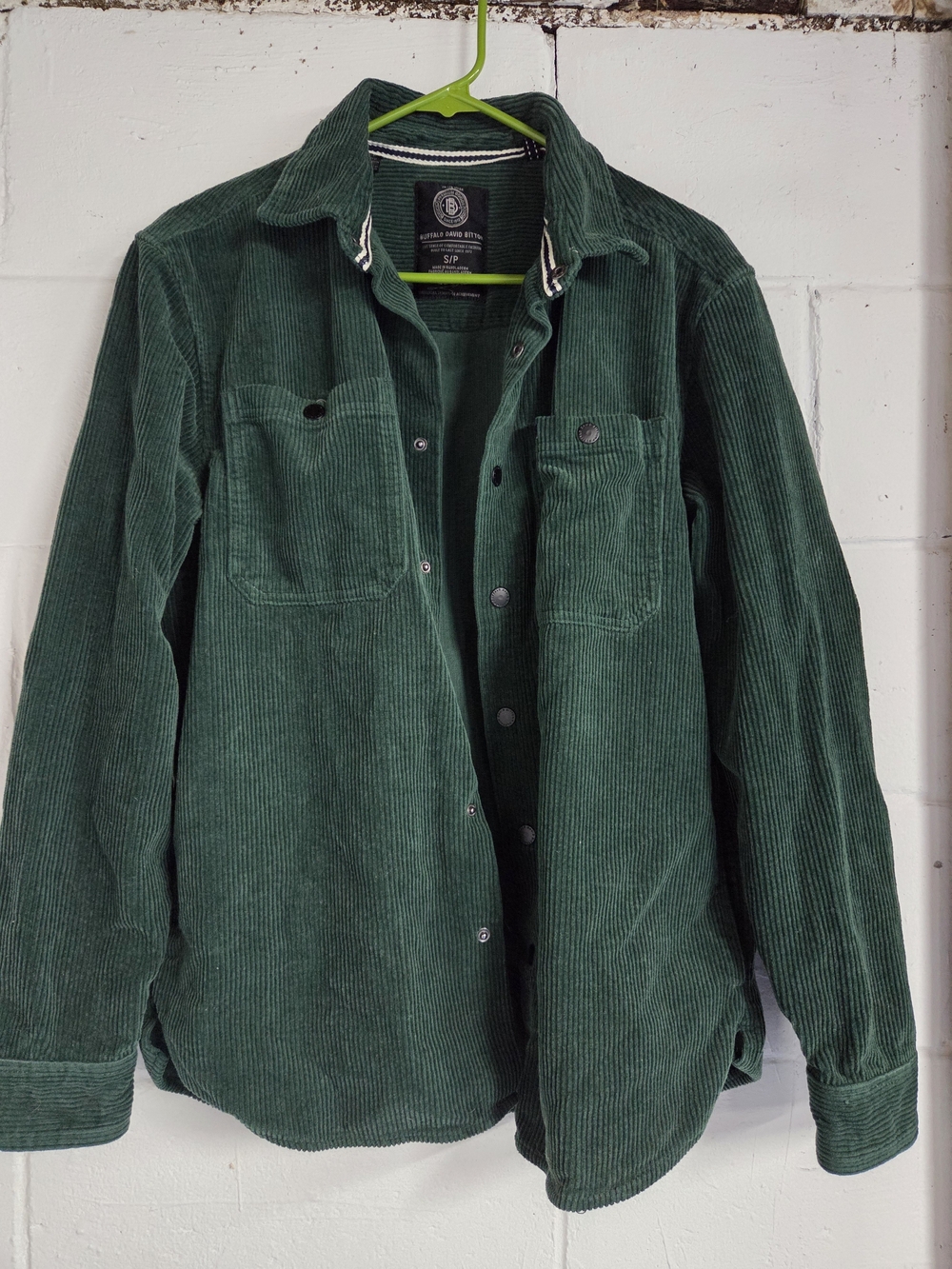 Buffalo David Bitton Dark Green Corduroy Button-Up Shirt Jacket